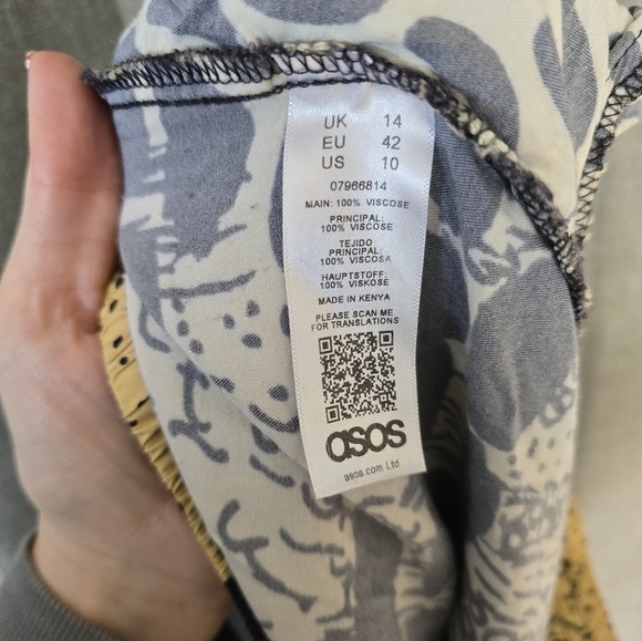 Asos Wide Leg Elastic Waist Abstract Print Pants Women's Size 10 - Picture 6 of 6